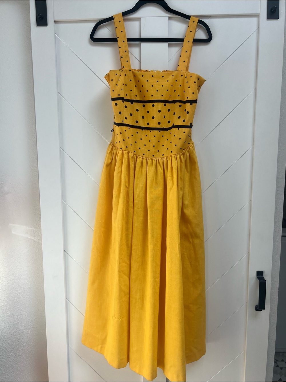 1990’s Yellow Polka Dot Sundress with Black Trim